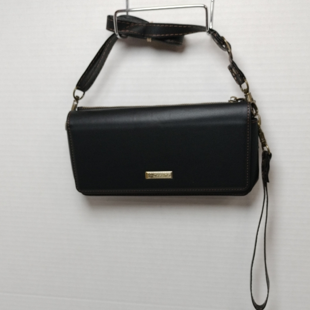 Caseme Sleek Black Leather Wristlet Clutch